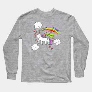 Stay Awesome Cupcake and Unicorn Long Sleeve T-Shirt